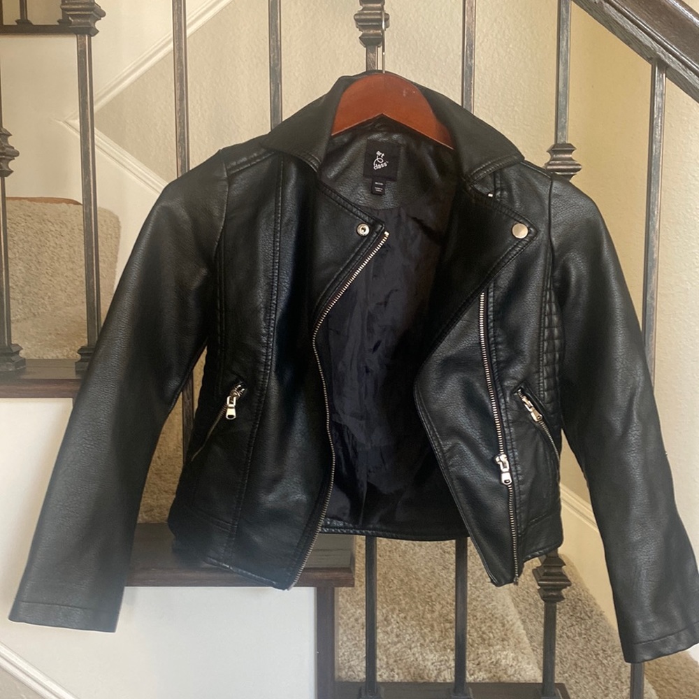 Art Class Faux Motto Leather Jacket